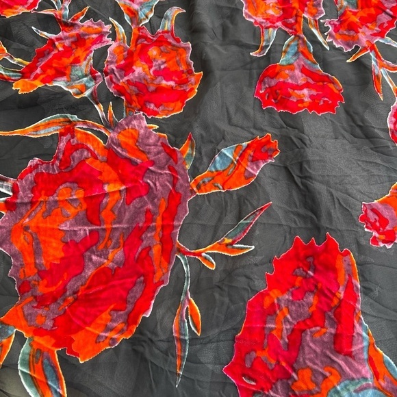 Lovestitch Black Red Velvet Sheer Burnout Kimono
Open Front Boho Bohemian Hippie - Picture 5 of 6